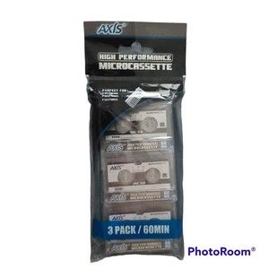 Axis High Performance Microcassette 3-pack 60 minutes NEW UNOPENED blank media.